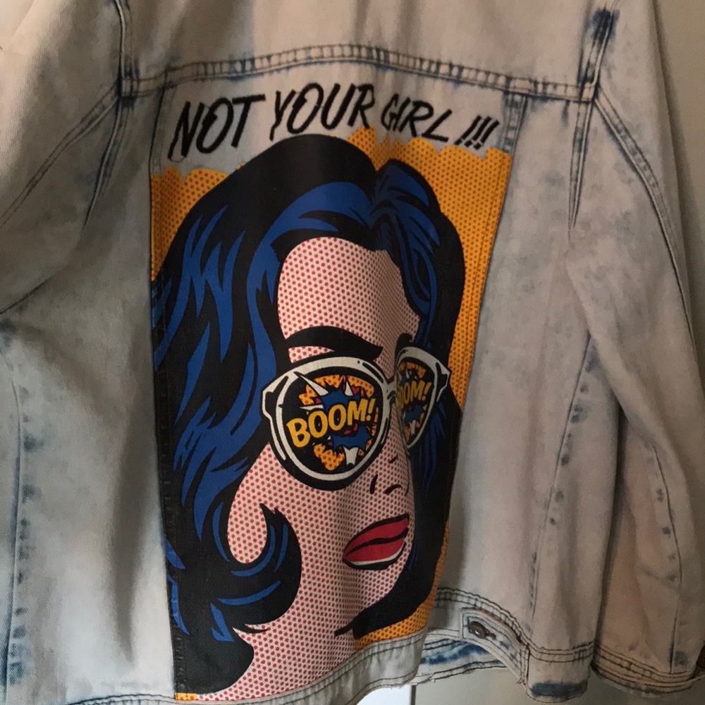 ACID WASH POP ART BLUE JEAN JACKET